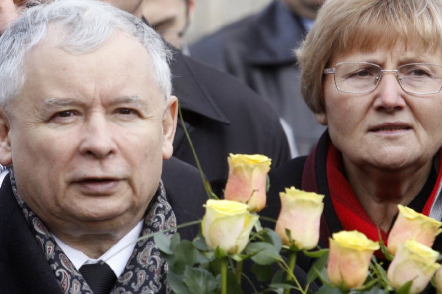 Barbara Skrzypek dostała wielki bukiet kwiatów od Jarosława Kaczyńskiego w Barbórkę.