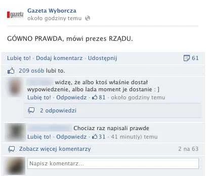 Ktoś włamał się na oficjalny fan page "Gazety Wyborczej".