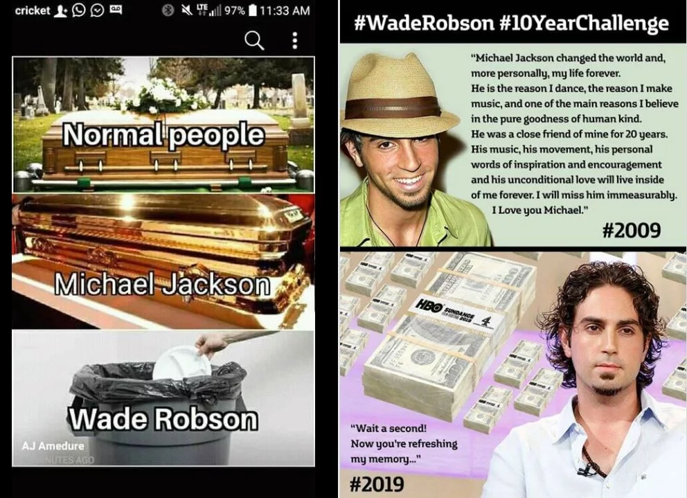 Wade Robson jest porównywany do śmiecia oraz sugeruje się, że oczernia Jacksona dla pieniędzy