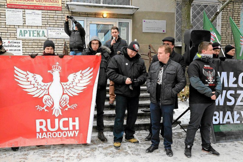 Protest przeciwko przyjęciu uchodźców do Białegostoku, 24.01.2016.