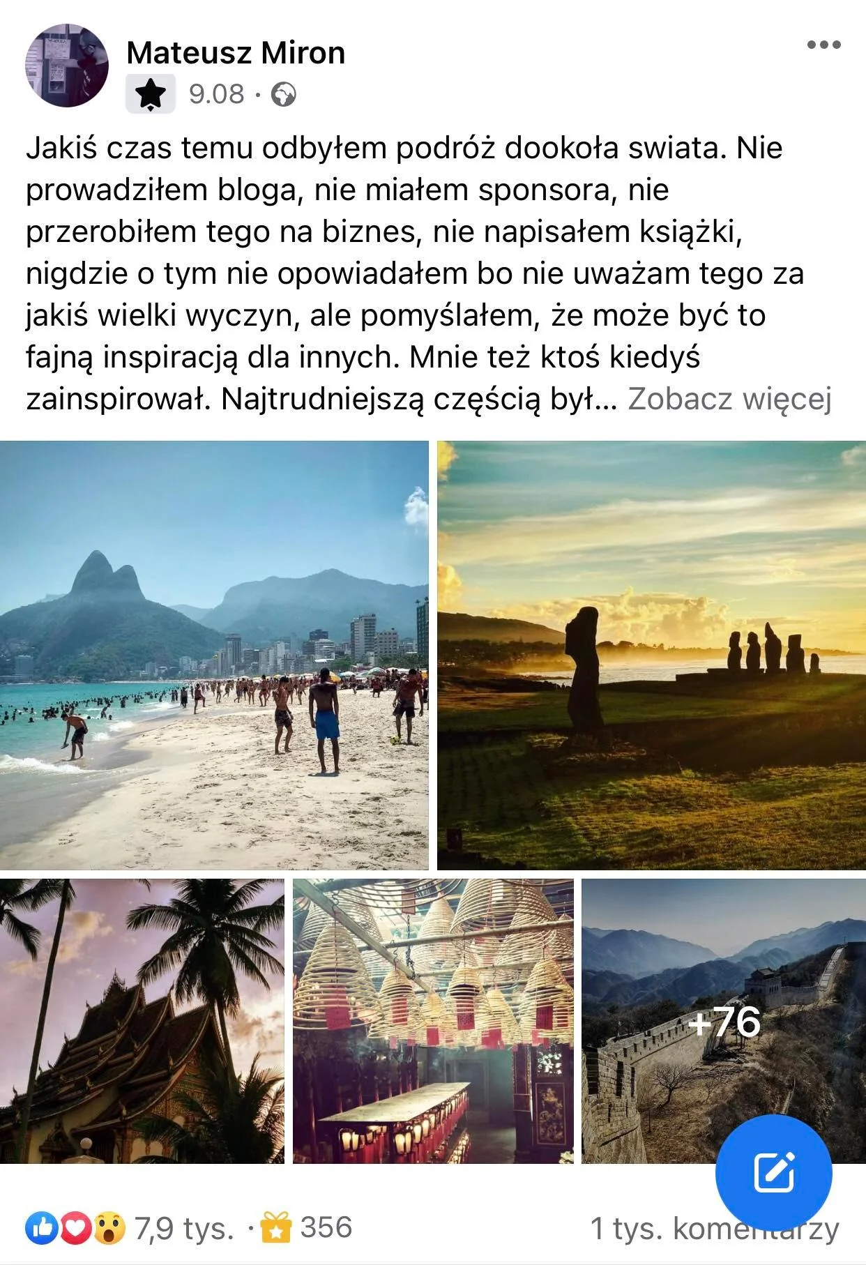 Zrzut ekranu postu.