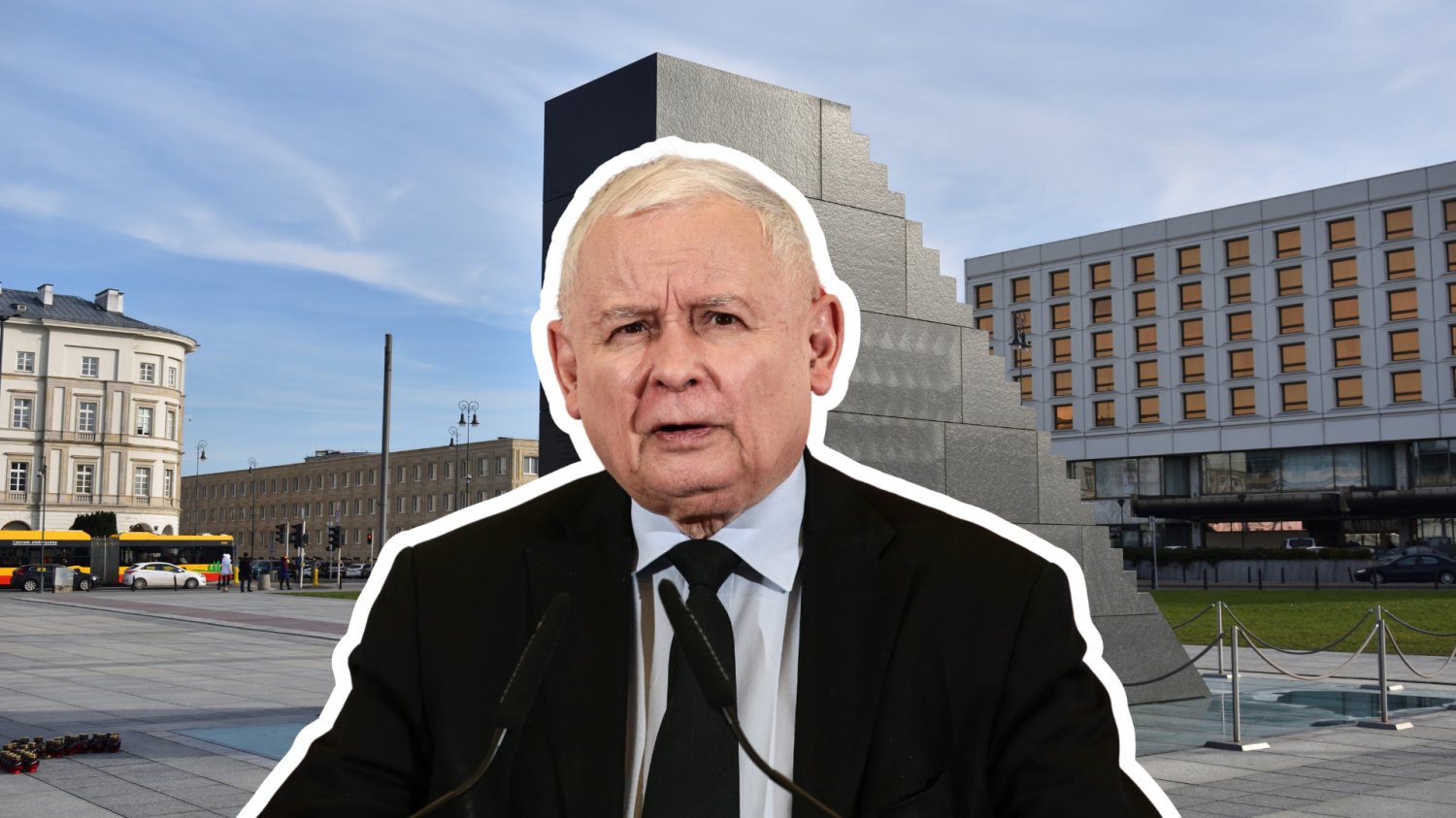 Pomnik ofiar katastrofy smoleńskiej i Jarosław Kaczyński