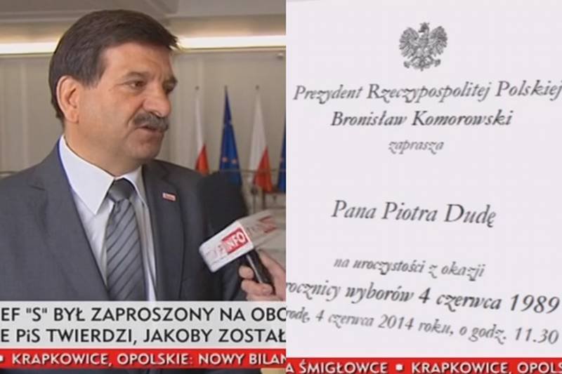 Janusz Śniadek twierdził, że "Solidarność" nie została zaproszona na obchody z okazji 25 rocznicy wyborów czerwcowych