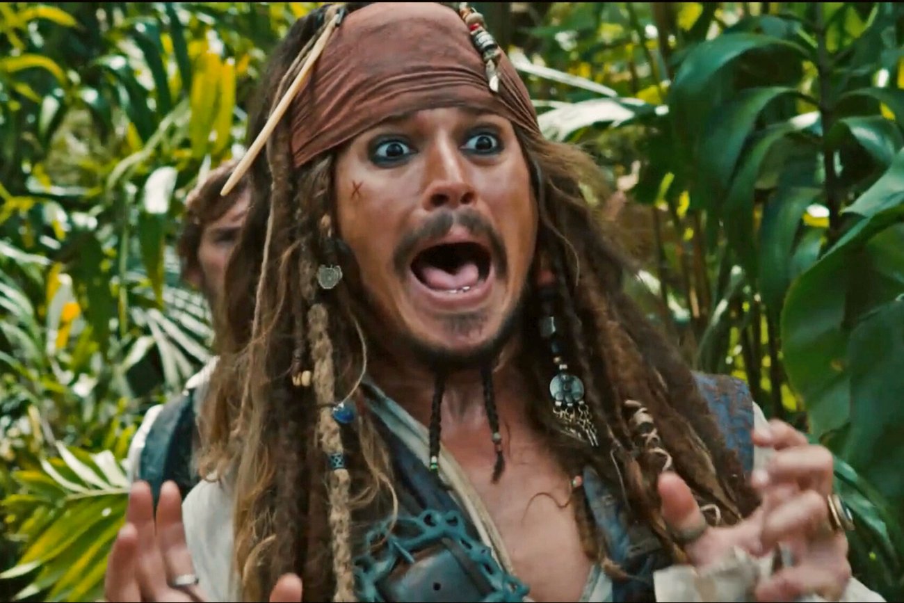 Johnny Depp jako Jack Sparrow w "Piratach z Karaibów.