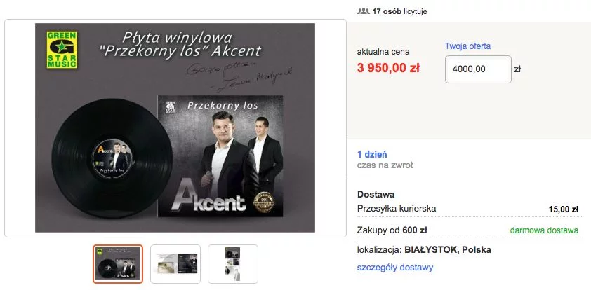 Płyta winylowa Akcentu osiągnęła zawrotną cenę.