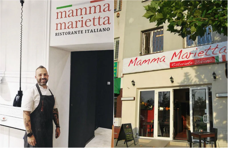 Mamma Marietta pierwszy lokal (po prawej) i nowa lokalizacja (po lewej)