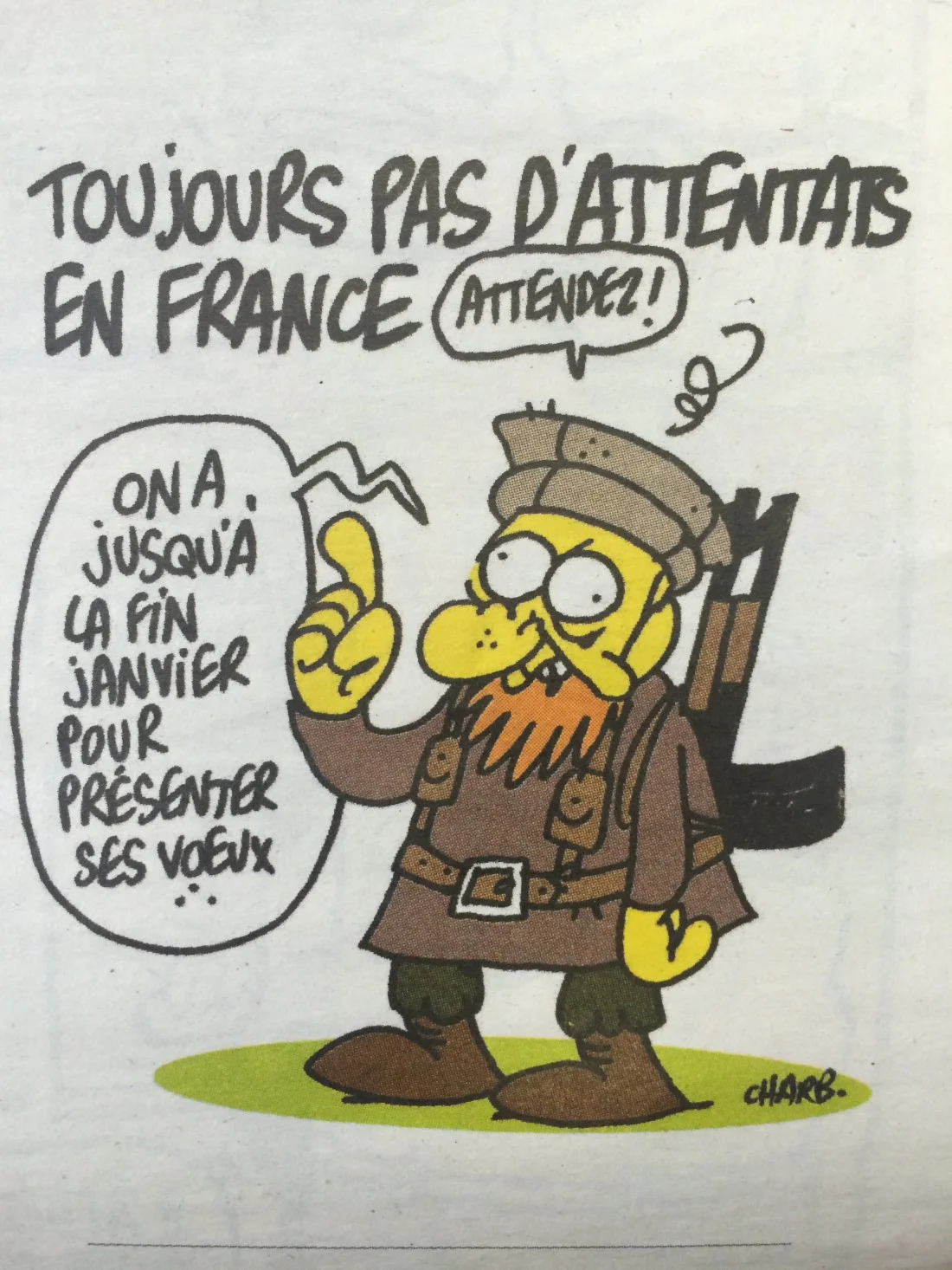 Ostatni rysunek Stéphane'a Charbonniera na łamach "Charlie Hebdo"