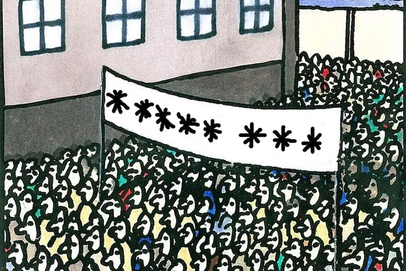 Ruch Ośmiu Gwiazd w tle swojego fanpejdża umieścił przerobioną grafikę Marka Raczkowskiego z "Przekroju".