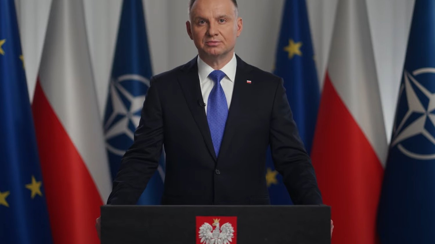 Andrzej Duda podczas wygłaszania orędzia