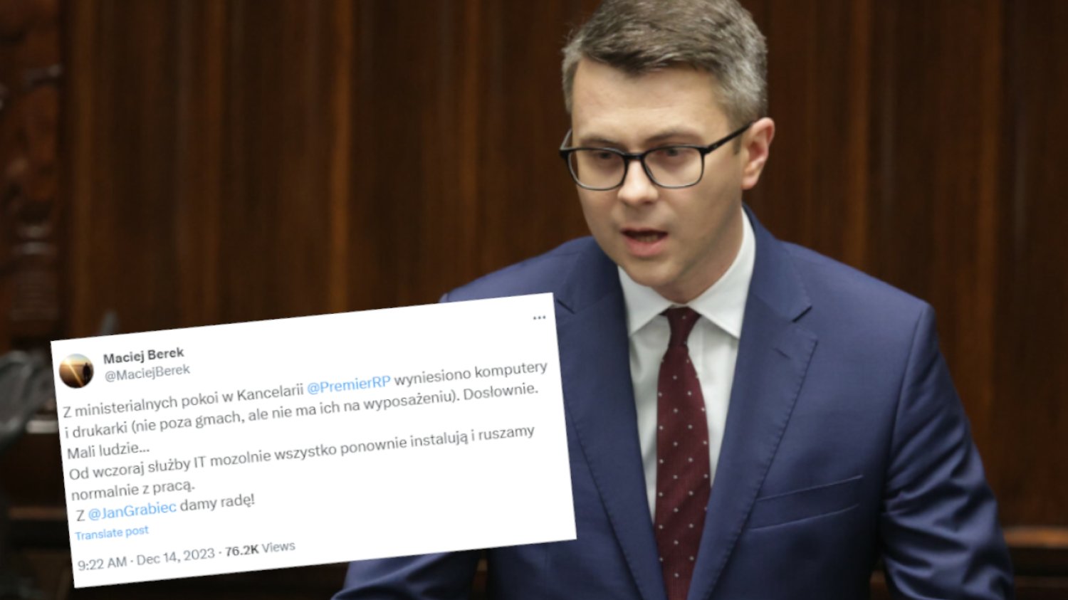 Z biur Kancelarii Premiera zniknęły komputery i drukarki. Jest reakcja Müllera