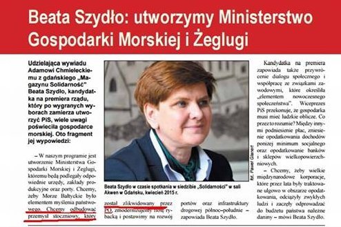 Materiał z Beatą Szydło ukazał się na pierwszej stronie miesięcznika.