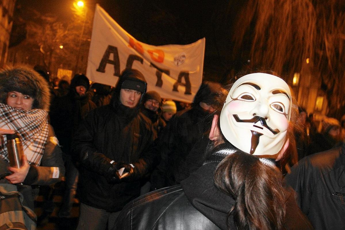 Luty 2012, Kraków. Protest przeciwko ustawie o ACTA