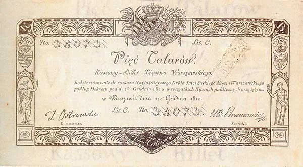 Bilet kasowy Księstwa Warszawskiego.