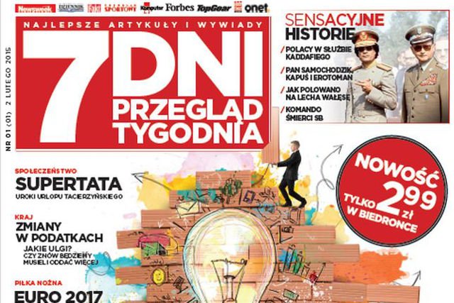 Fragment pierwszej strony jednego z numerów tygodnika "7 dni – Przegląd Tygodnia"
