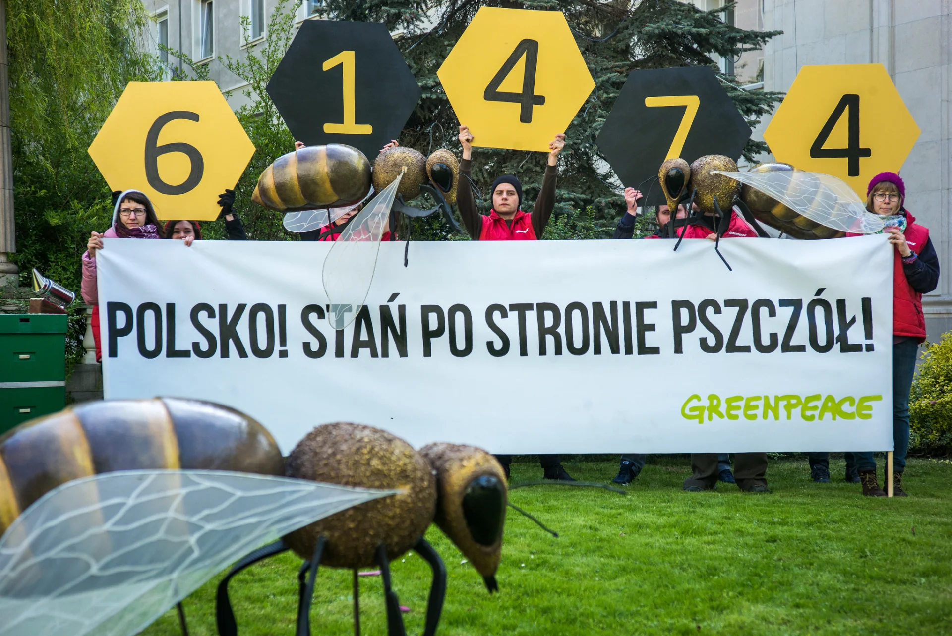 Happening z okazji przekazania Ministrowi Rolnictwa ponad 64 tysięcy podpisów pod apelem o to, by Polska opowiedziała się w UE po stronie pszczół. Był to wspólny apel Greenpeace i  trzech największych związków pszczelarskich.
