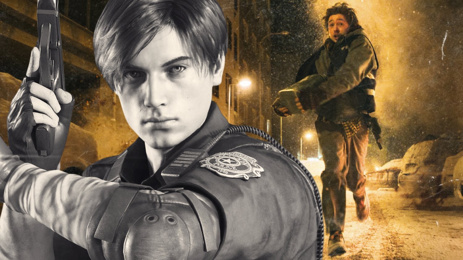 Leon Kennedy z gry Resident Evil i kadr z filmu "Resident Evil" Zacha Creggera