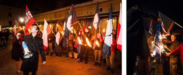 Tomasz Jankowski na marszu Falangi w Krakowie