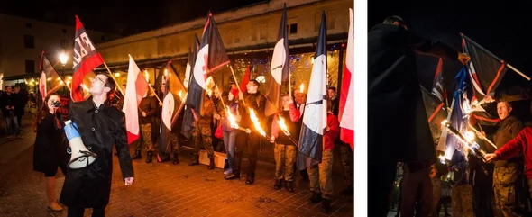 Tomasz Jankowski na marszu Falangi w Krakowie