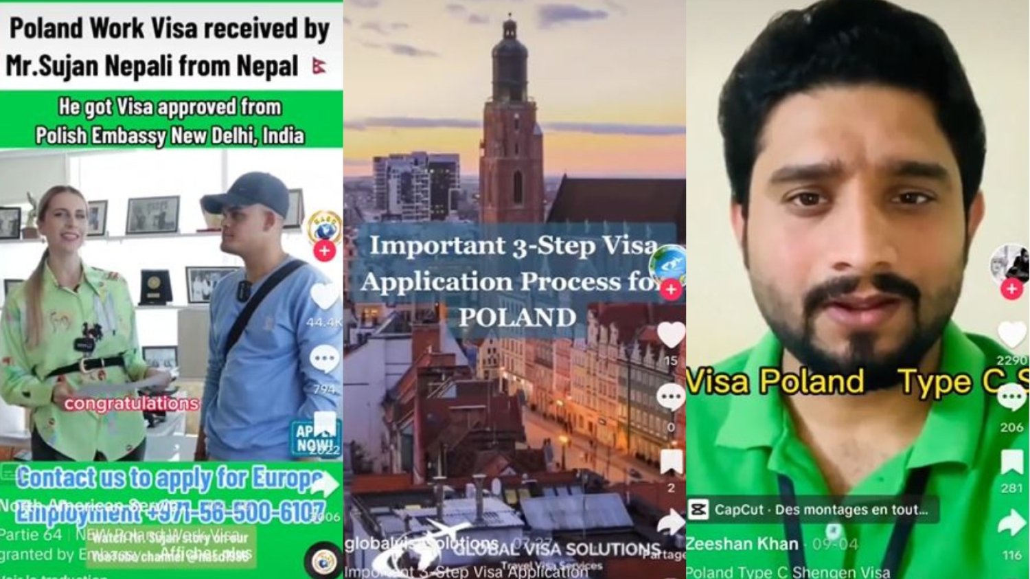 Po wpisaniu hasztagów "poland visa" i "poland permit" pojawiają się filmy, na których mieszkańcy Bliskiego Wschodu, Azji i Afryki instruują siebie nawzajem, jak można szybko i łatwo dostać się do Polski.