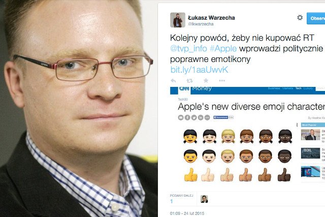 Łukasz Warzecha nie przepada za firmą Apple i jej emotikonami