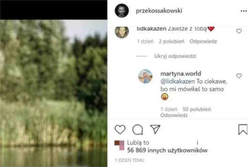 Wojciechowska odpisała na komentarz znajomej pod postem Kossakowskiego.
