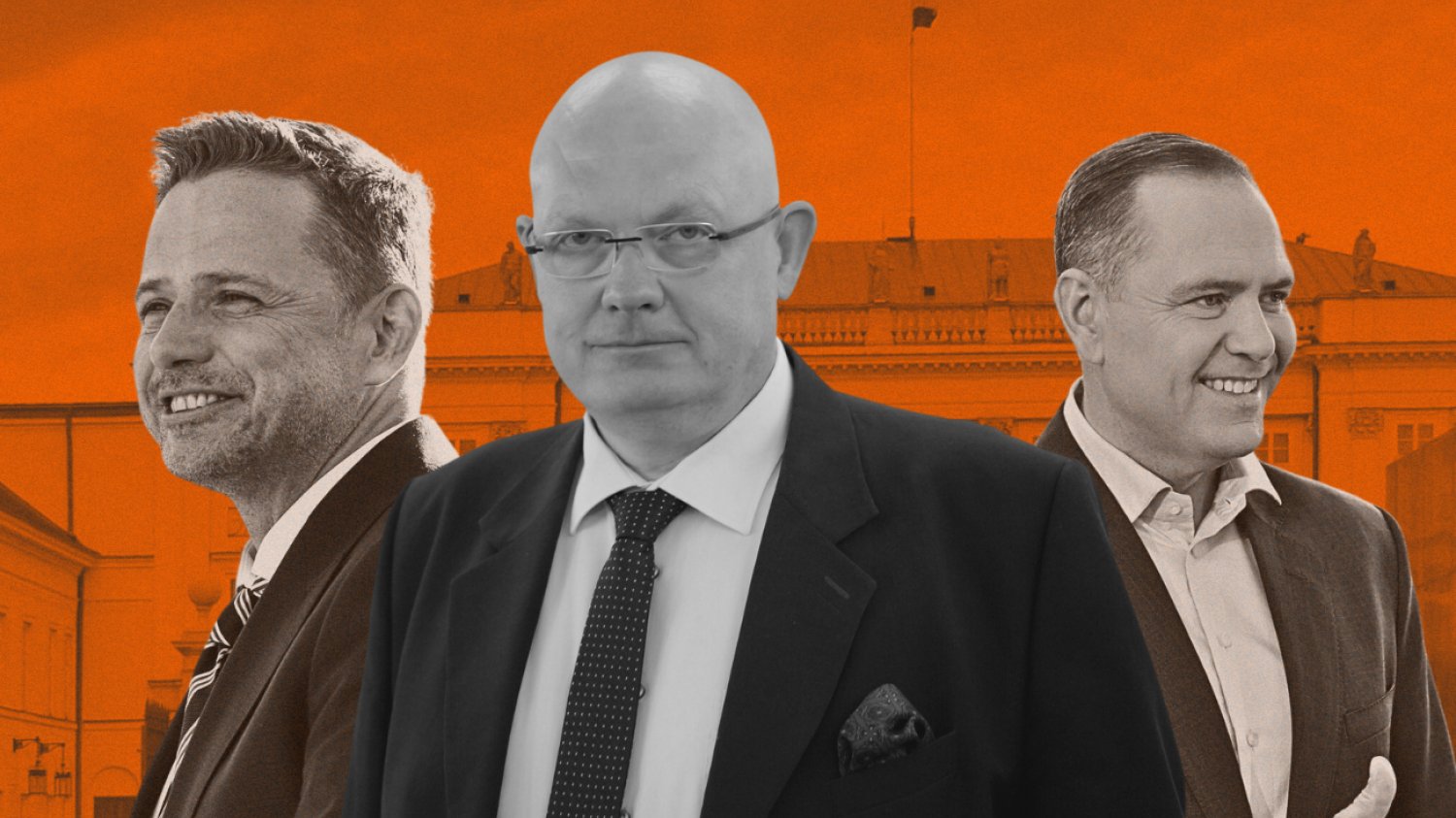 Wybory prezydenckie odbędą się w niedzielę 1 czerwca. W drugiej turze można zagłosować na Rafała Trzaskowskiego (KO) lub Karola Nawrockiego (PiS). Od lewej: Rafał Trzaskowski, Michał Gramatyka i Karol Nawrocki na tle Pałacu Prezydenckiego.