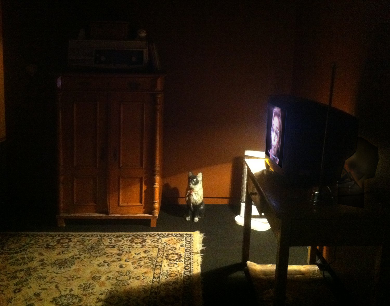 Zuzanna Janin "Pomiędzy" [Maria. Zuzanna. Melania], 2005, widok instalacji wideo, Muzeum Sztuki w Łodzi