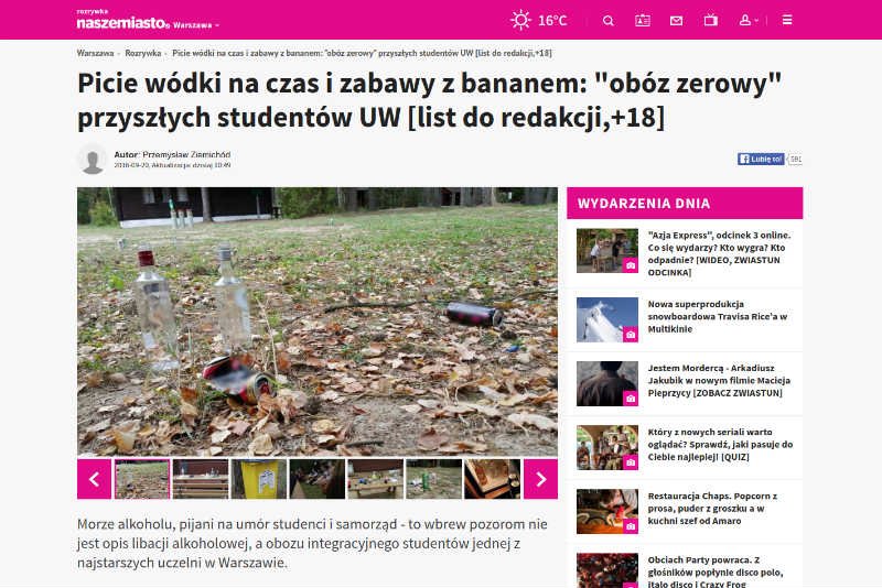 Studentka opisała przebieg obozu zerowego i wywołała falę oburzenia.