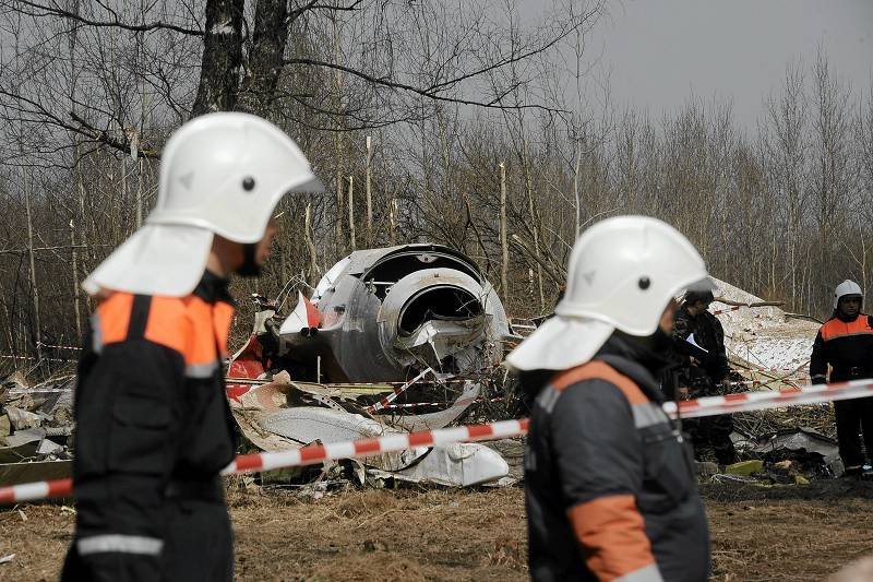 Wrak prezydenckiego Tupolewa w Smoleńsku.