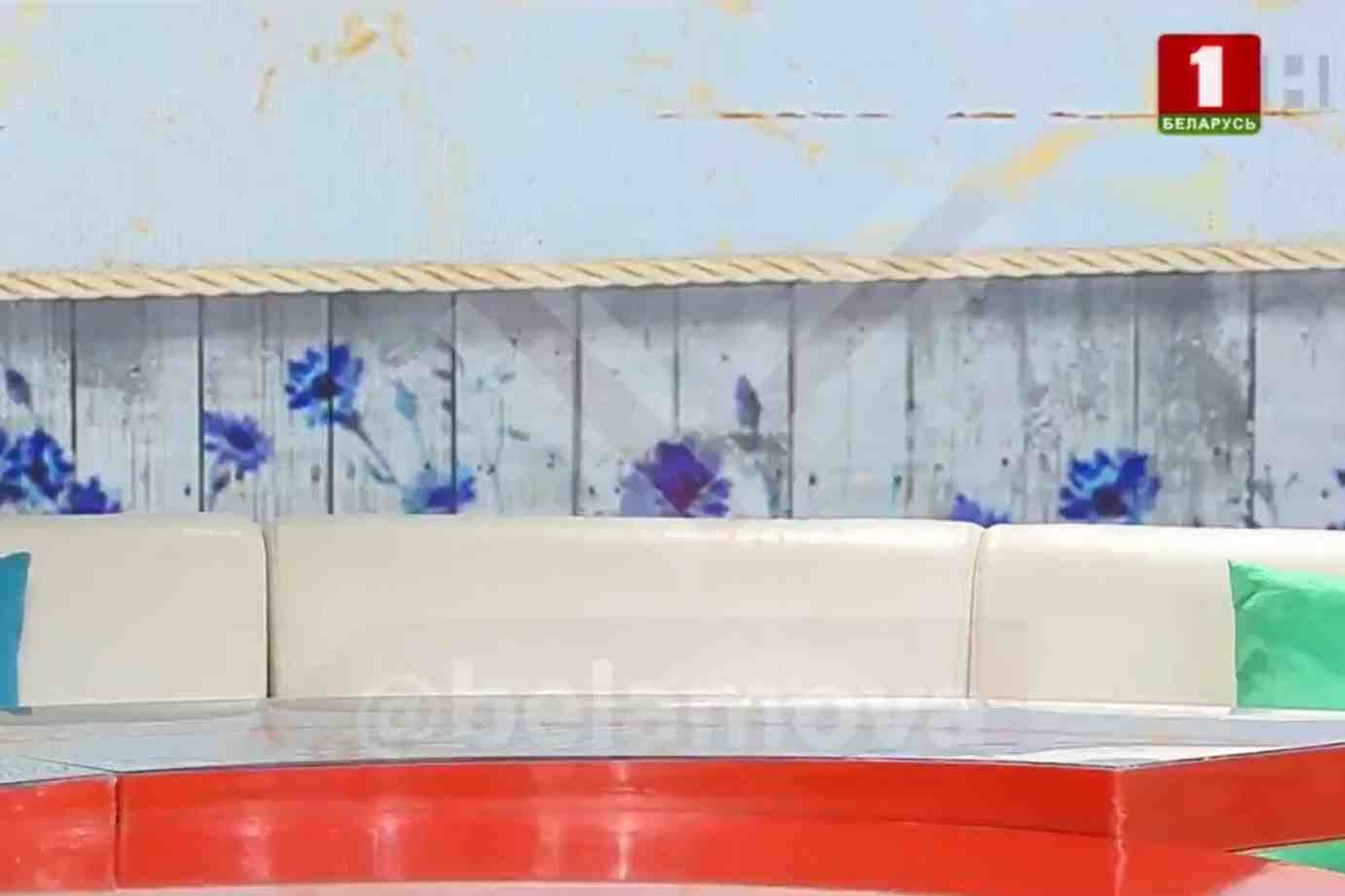 Puste studio w telewizji TV Białorus 1. Strajk dziennikarzy telewizji Łukaszenki. Puste studio w TV Białorus 1.