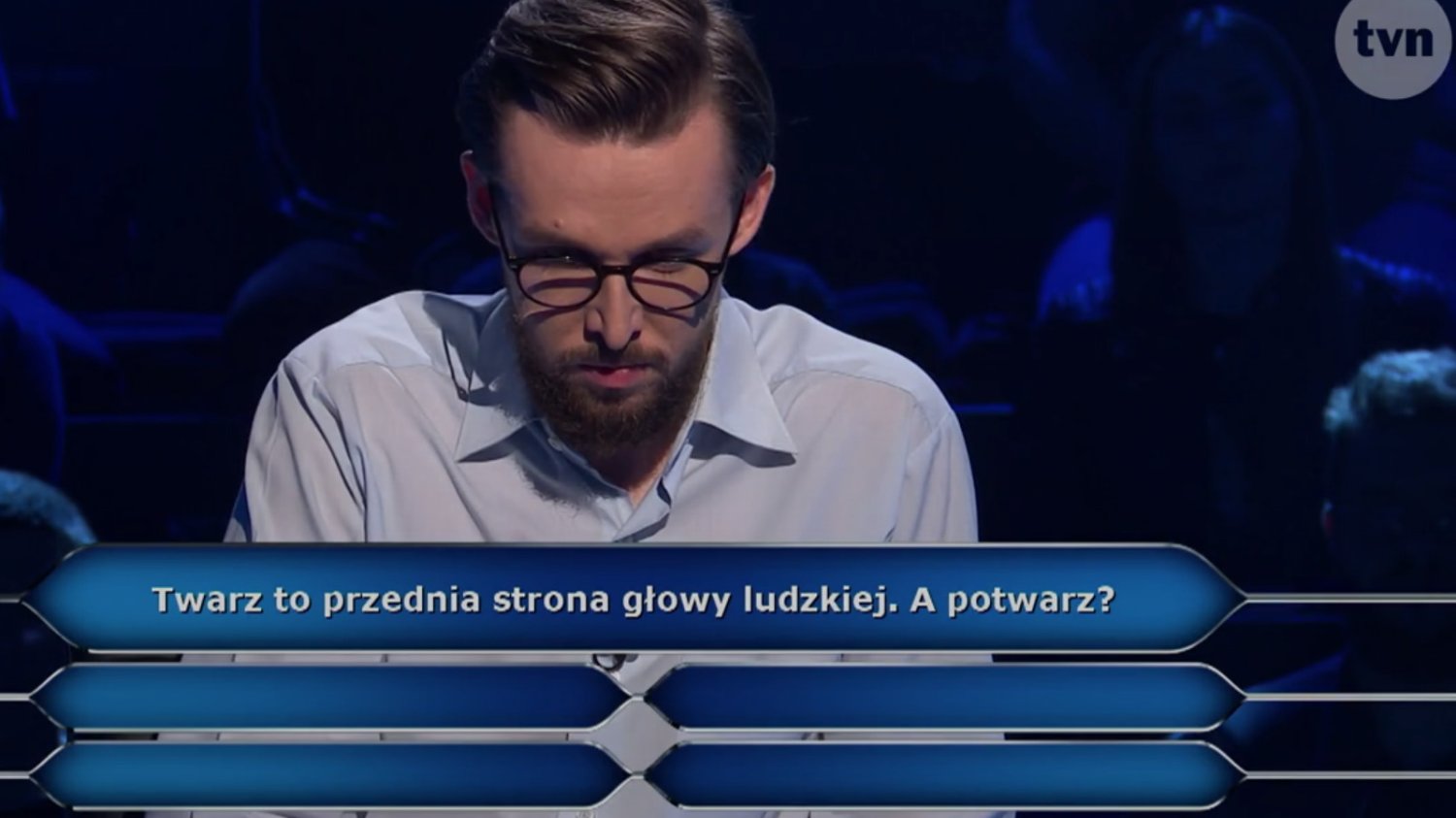 Uczestnik "Milionerów" miał problem z pytaniem o "potwarz".