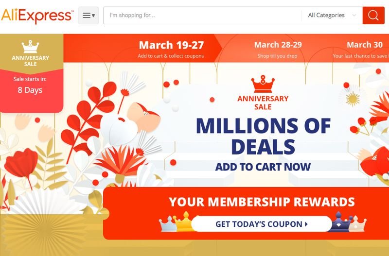 8. urodziny Aliexpress to świetna okazja dla klientów na uzyskanie masę promocji.