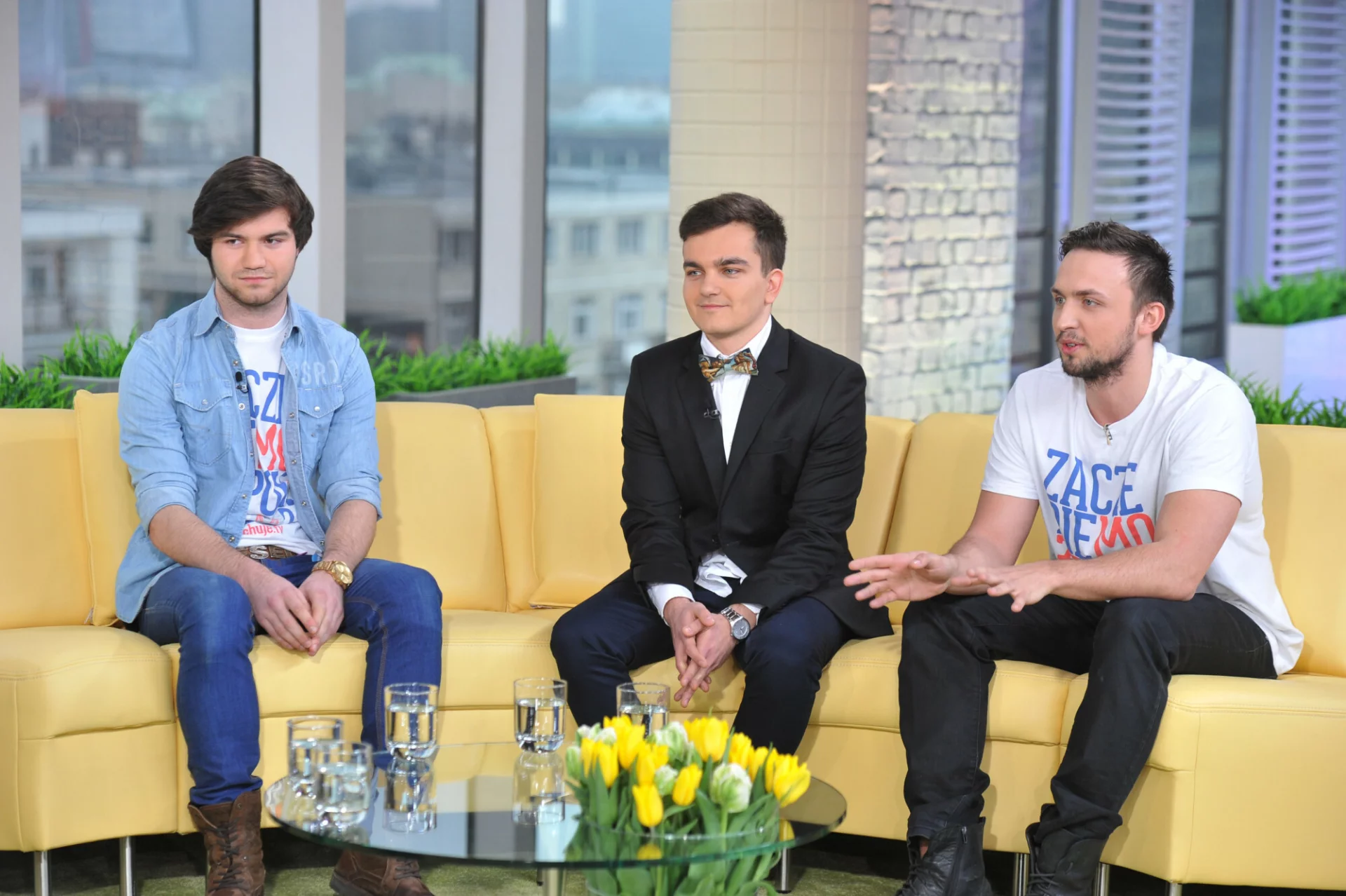 Rafał Masny, Cezary Jóźwik i Robert Pasut w "Dzień dobry TVN"