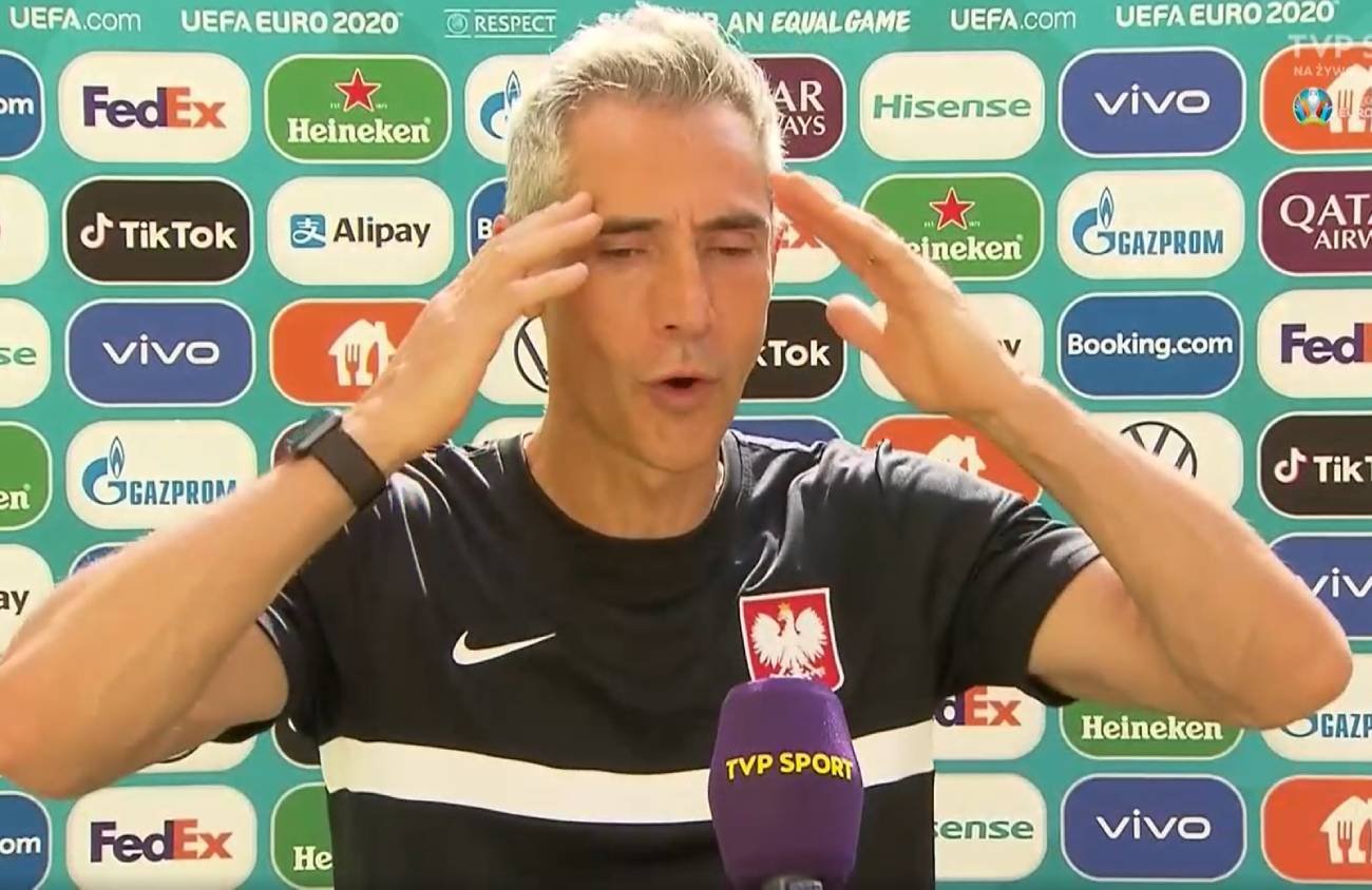 Euro 2020: Paulo Sousa poirytowany pytaniem Radosława Przybysza z TVP Sport.