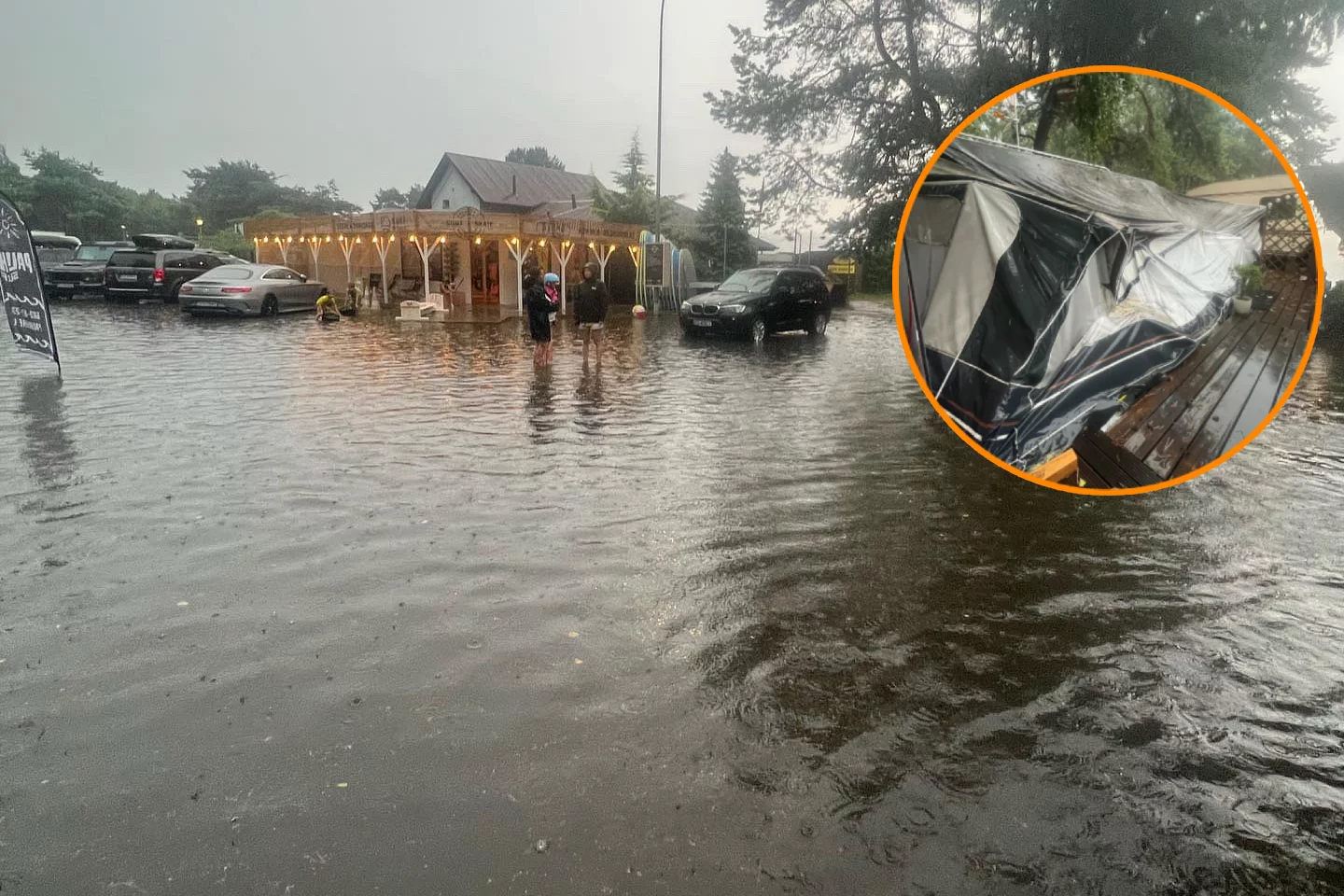 Tak wyglądał camping Chałupy 3 po wtorkowej ulewie.