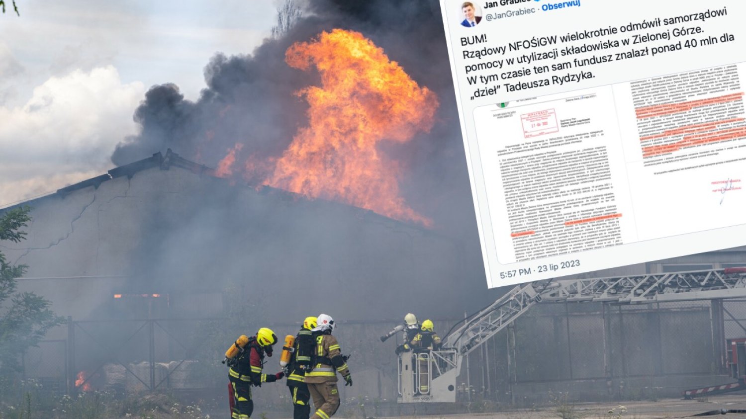 pożar w Zielonej Górze