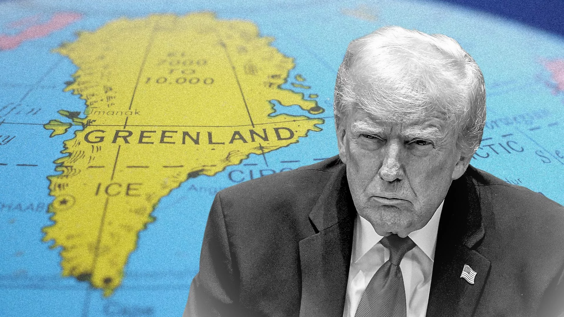 Donald Trump na tle mapy Grenlandii
