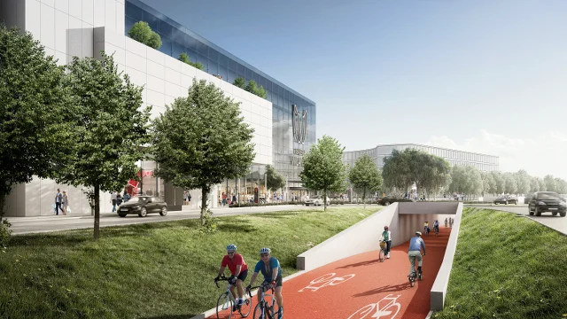 Ścieżka rowerowa przy Galerii Wilanów – wizualizacja