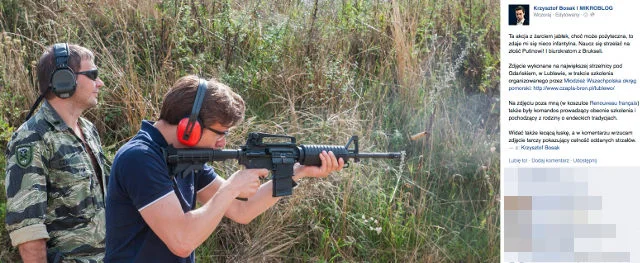 Krzysztof Bosak pochwalił się na Facebooku zdjęciami wykonanymi na strzelnicy