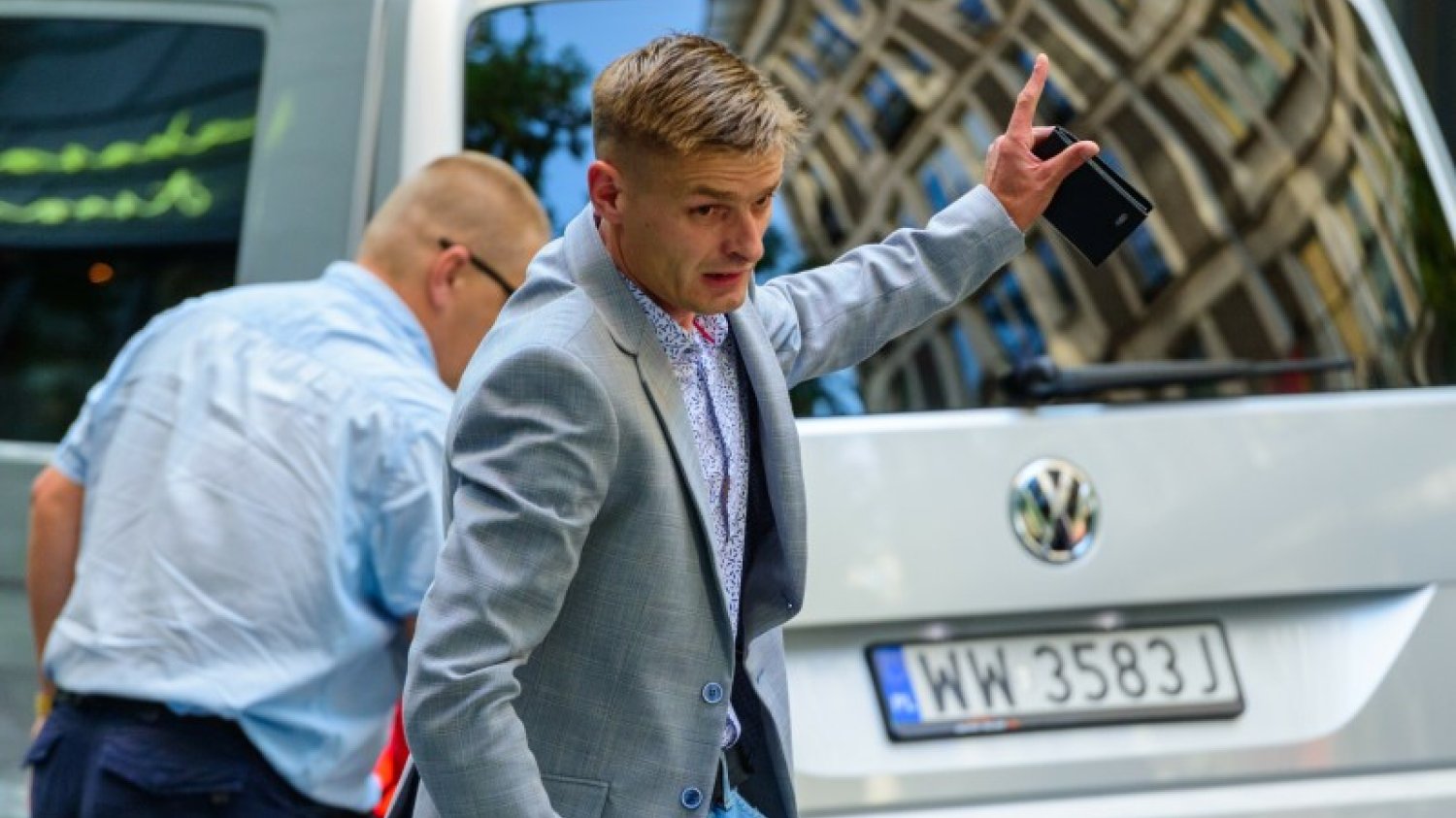Tomasz Komenda przed studiem Dzień Dobry TVN w Warszawie