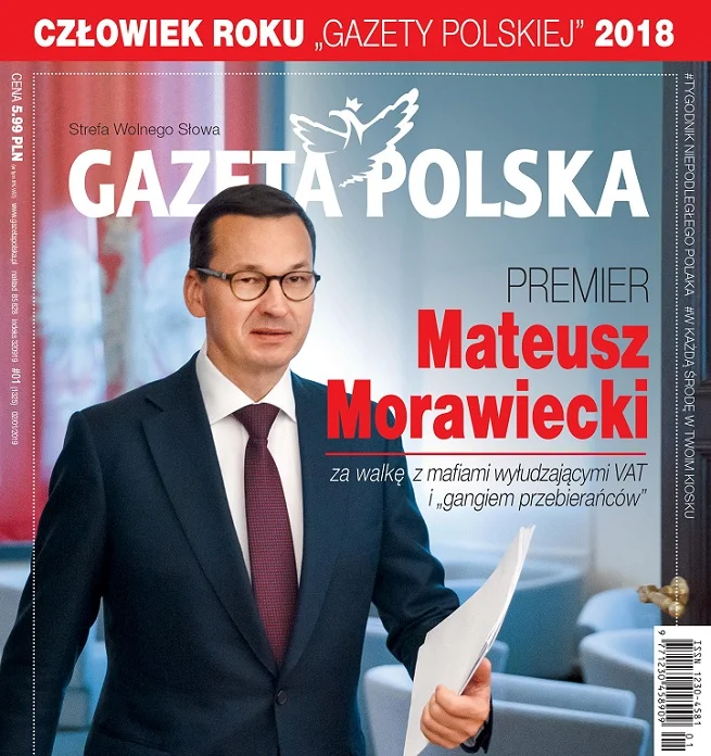 Okładka "Gazety Polskiej". Mateusz Morawiecki już trzeci raz z rzędu został Człowiekiem Roku.