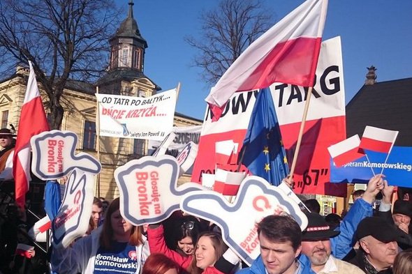 Na Bronisława Komorowskiego czekała w Nowym Targu grupa jego przeciwników, którzy wygwizdali jego wystąpienie.