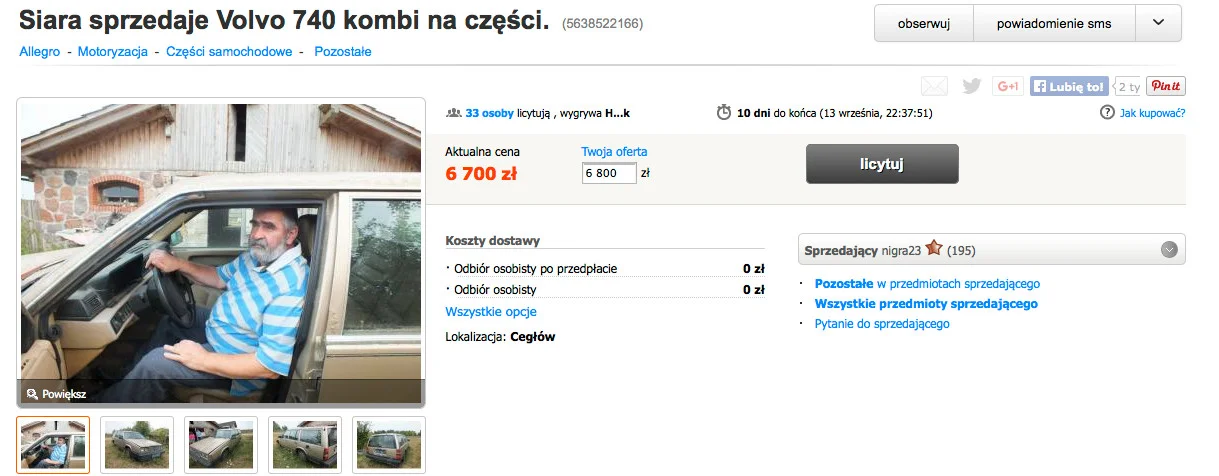 Siara sprzedaje Volvo 740 kombi na części