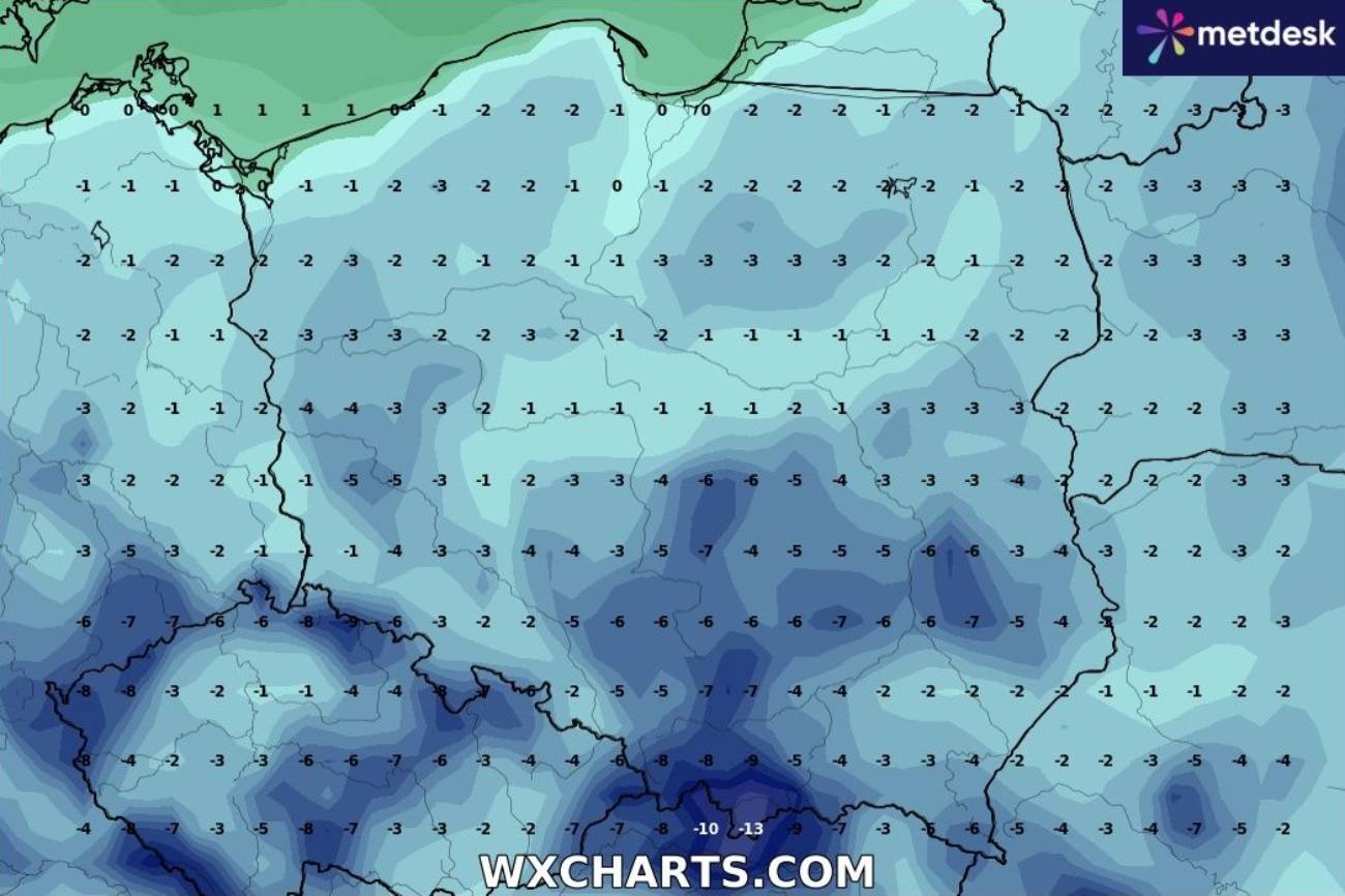 To się zacznie już w nocy. Dwucyfrowy mróz nadciąga do Polski.