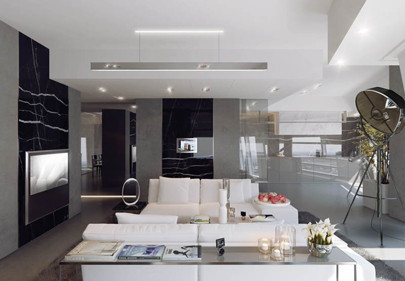 Projekt jednego z apartamentów Złota 44