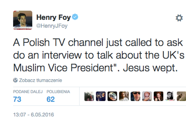 Henry Foy odrzucił zaproszenie polskiej telewizji, która nie wiedziała, co ma skomentować.