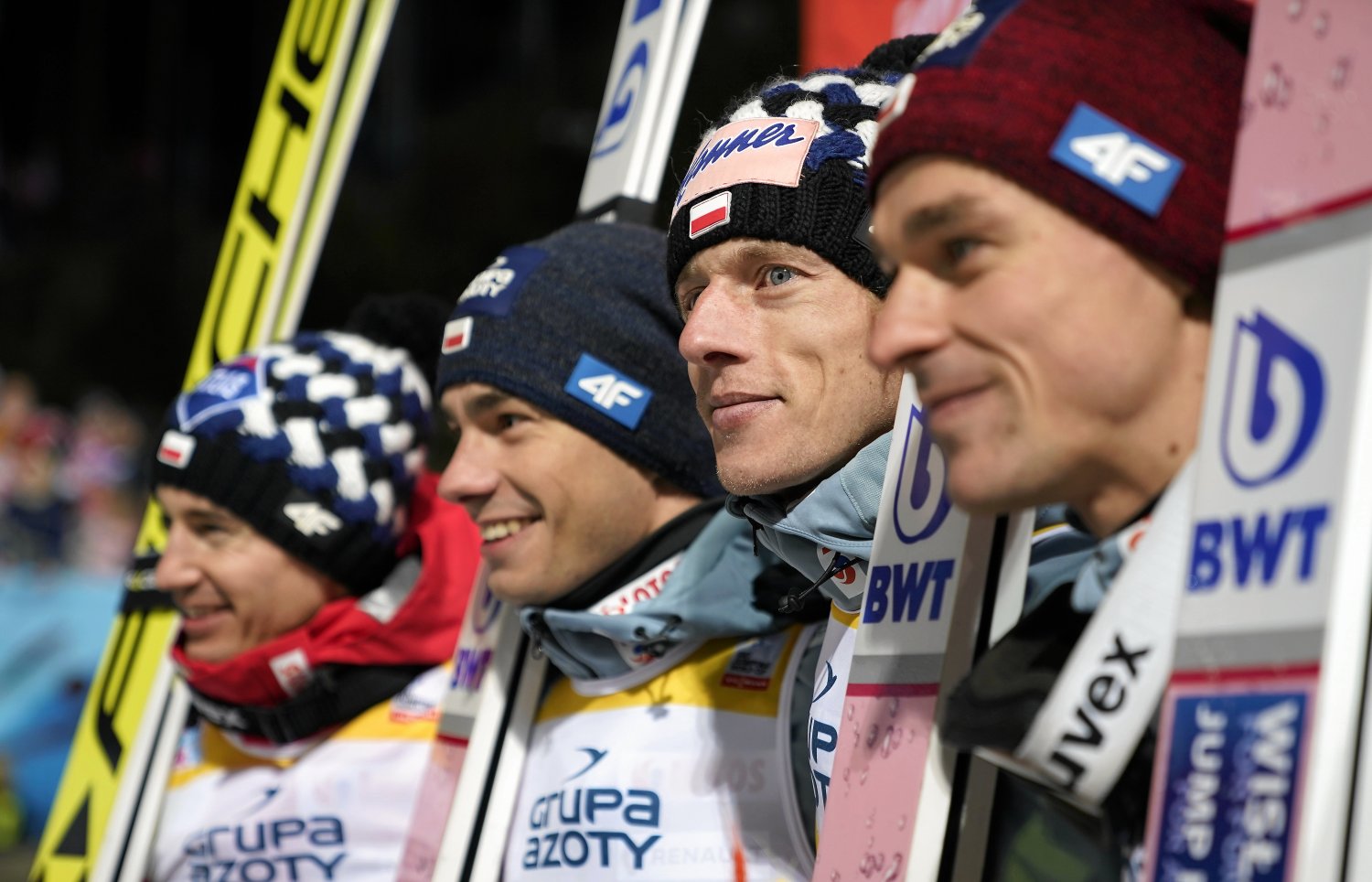 Polscy skoczkowie są już gotowi do rywalizacji w MŚ (od lewej:  Kamil Stoch, Jakub Wolny, Dawid Kubacki i Piotr Żyła)