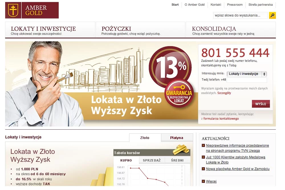 Materiały promocyjne Amber Gold