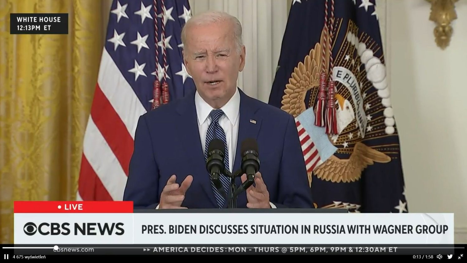 Joe Biden po raz pierwszy o buncie Prigożyna.