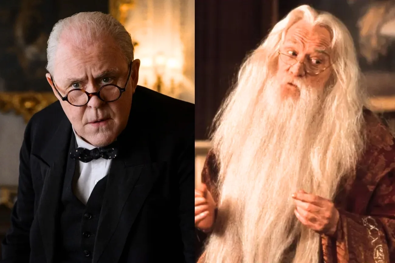 John Lithgow w "The Crown" i Richard Harris w filmie "Harry Potter i Kamień Filozoficzny"